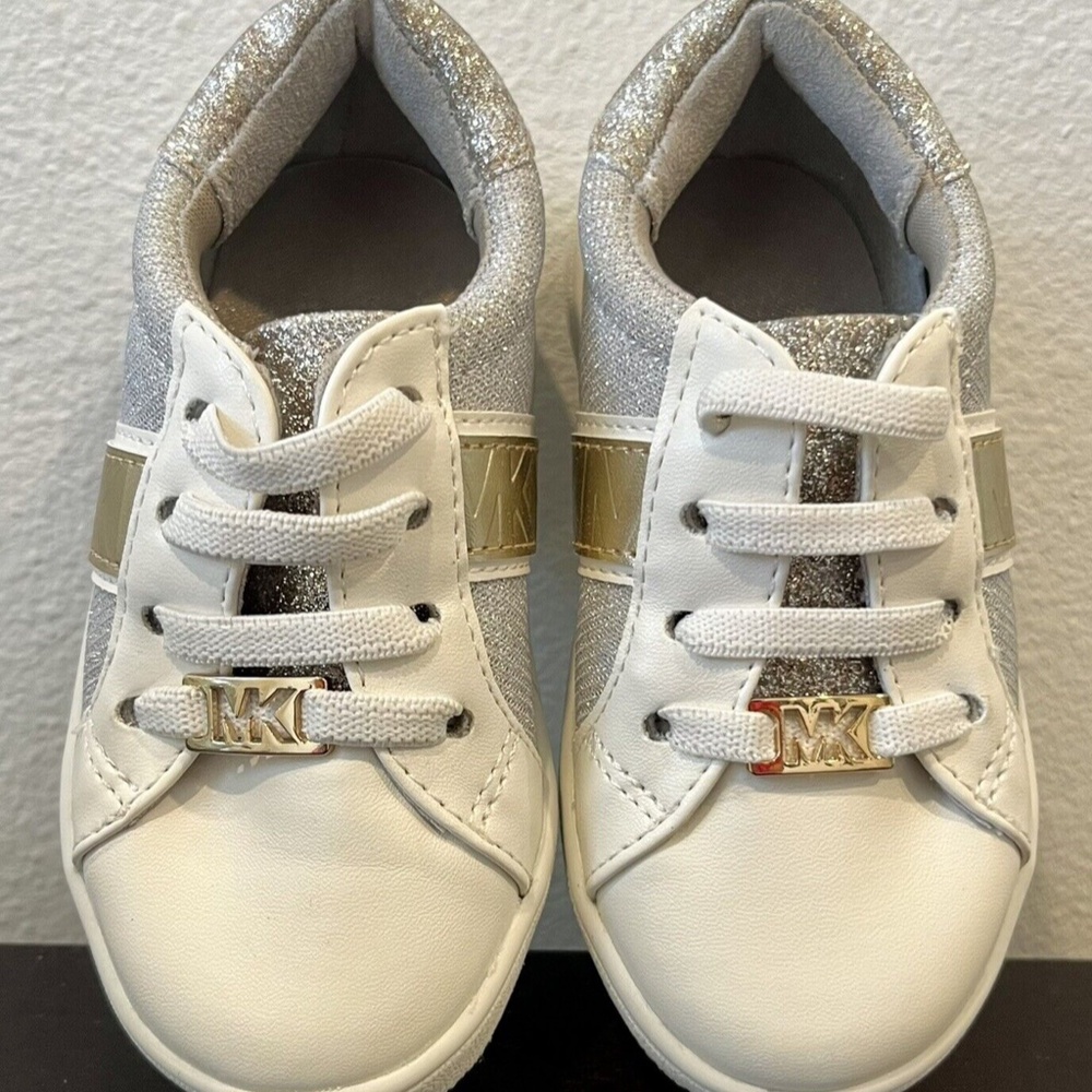 Michael Kors Toddler Girls Jem Square Sneakers in Silver-Gold Size 6 - Picture 9 of 16
